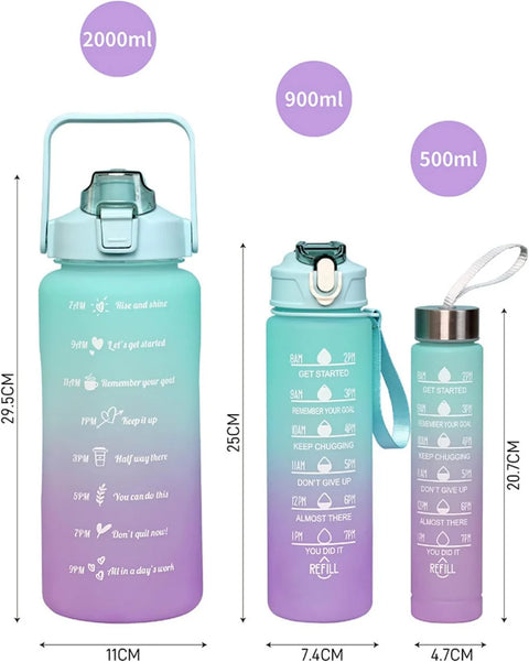 Teal & Purple Ombre Water Bottle Set (3-Pack)